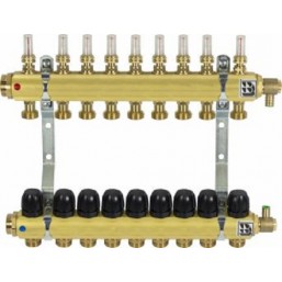 Коллектор латунный для теплого пола на 9 отводов, 9051900