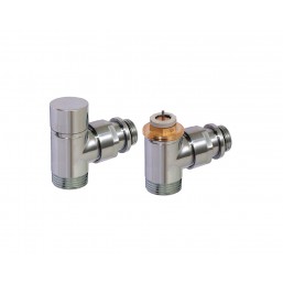 Комплект термостатических клапанов (подача/обратка) угловой с преднастройкой, 1/2